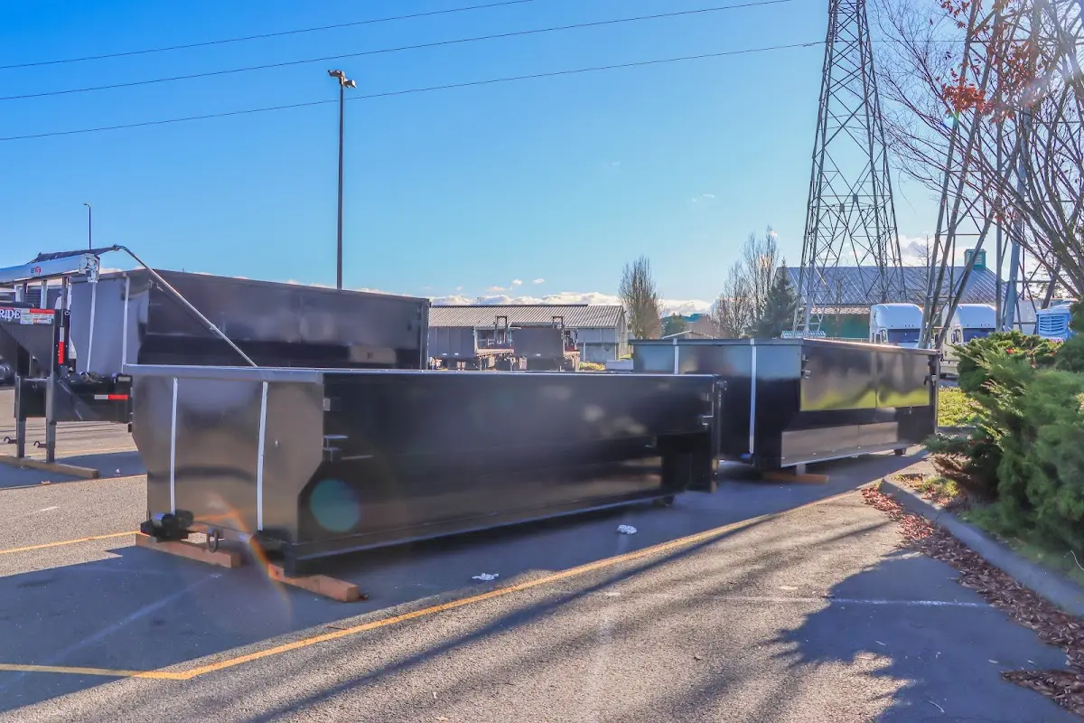 Roll-off dumpster ready for waste disposal at job site for 12 Yard Dumpster Rental in Kentfield